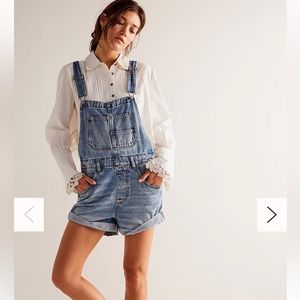 Free People denim short overalls. Xl. New with tags.